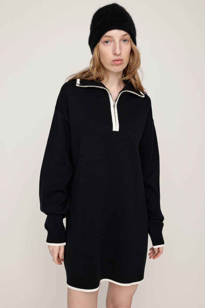 新品 バーバリーゴルフ ハーフジップポロワンピース 黒 サイズM*ED1227 SLY | HALF ZIP HN KNIT ショートワンピース (ワンピース(ミニ