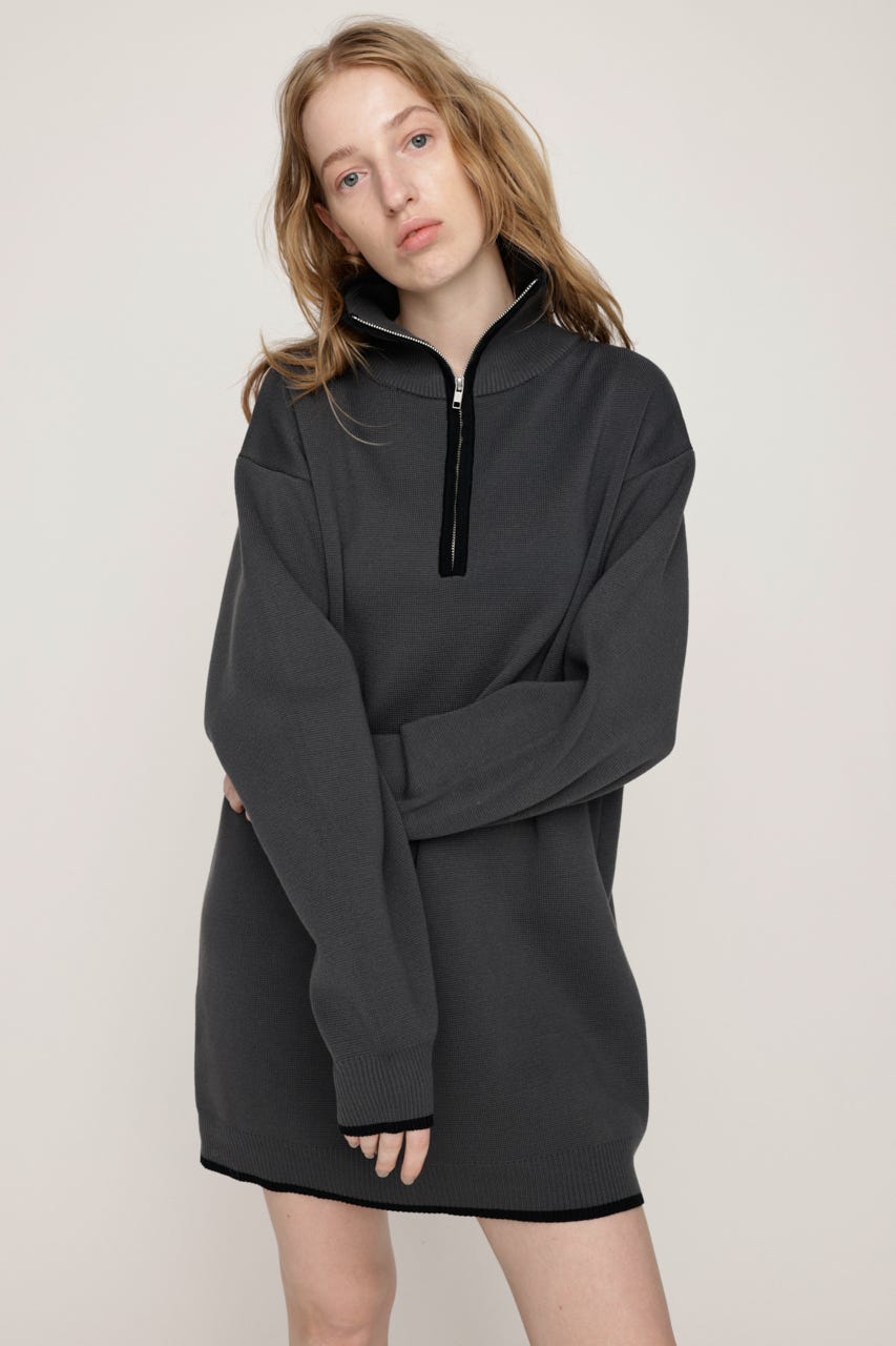 no e mosen* 短丈ロンt SLY | HALF ZIP HN KNIT ショートワンピース (ワンピース(ミニ