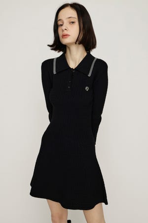 【1BUY5％OFF CAMPAIGN】COLLARED CABLE KNIT ショートワンピース