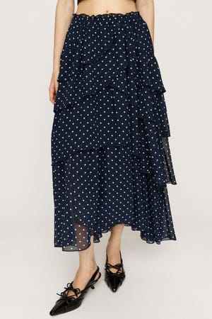 Sly ブラックホワイトチェックロングスカート SLY | REMAKE LIKE LACE CHECK スカート (スカート(ロング