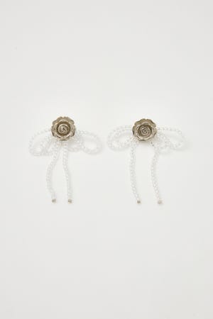 【1BUY5％OFF CAMPAIGN】ROSE MOTIF BEADS P／EARRINGS