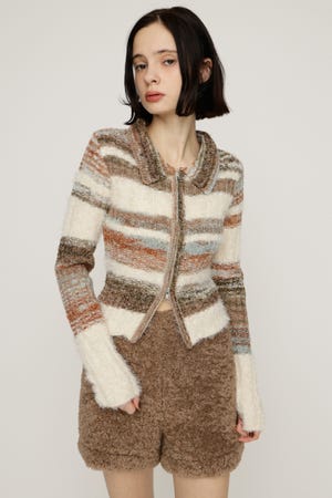 【1BUY5％OFF CAMPAIGN】SHAGGY MIX FRONT ZIP トップス