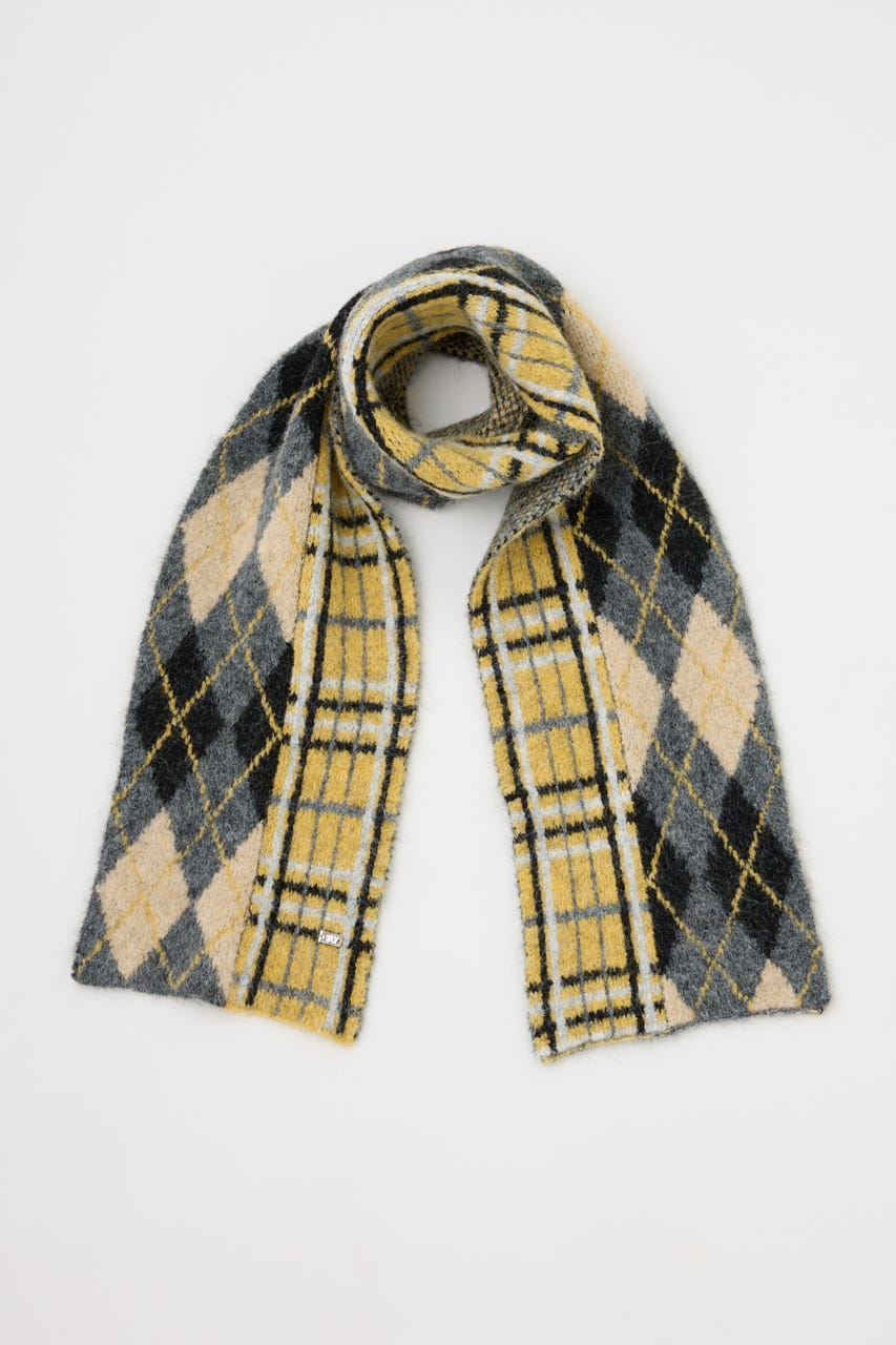 【即完売品】SLY マフラー SLY | ARGYLE MIX JQ KNIT STALL (ストール・マフラー ) |SHEL