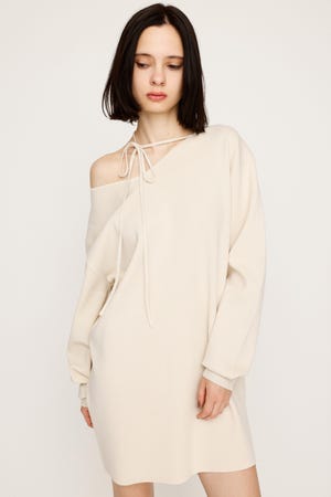 SLY アイボリー 長袖ミニワンピース SLY SLY | FRONT ZIP GATHER ショートワンピース (ワンピース(ミニ