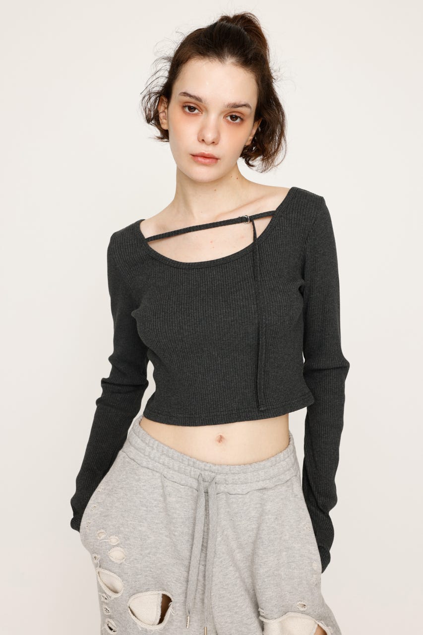 SLY | 2WAY CUT RIB トップス (Tシャツ・カットソー(長袖
