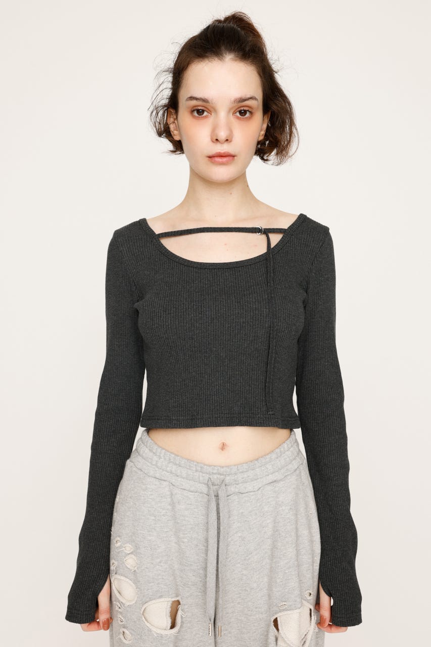 SLY | 2WAY CUT RIB トップス (Tシャツ・カットソー(長袖