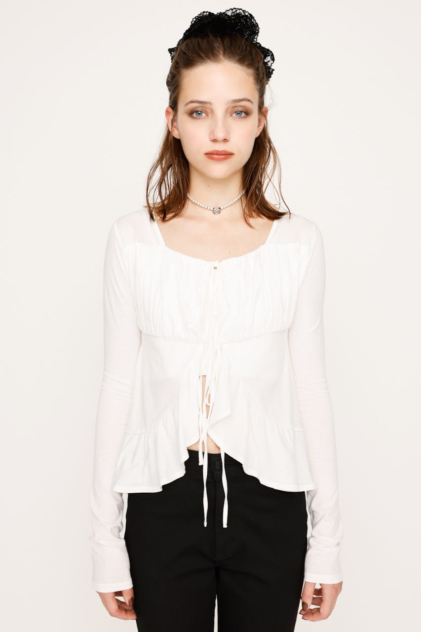 SLY | SQUARE NECK RIBBON トップス (カーディガン ) |SHEL'TTER