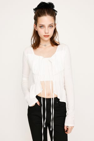 わき様 SLY | SQUARE NECK RIBBON トップス (その他アウター ) |SHEL