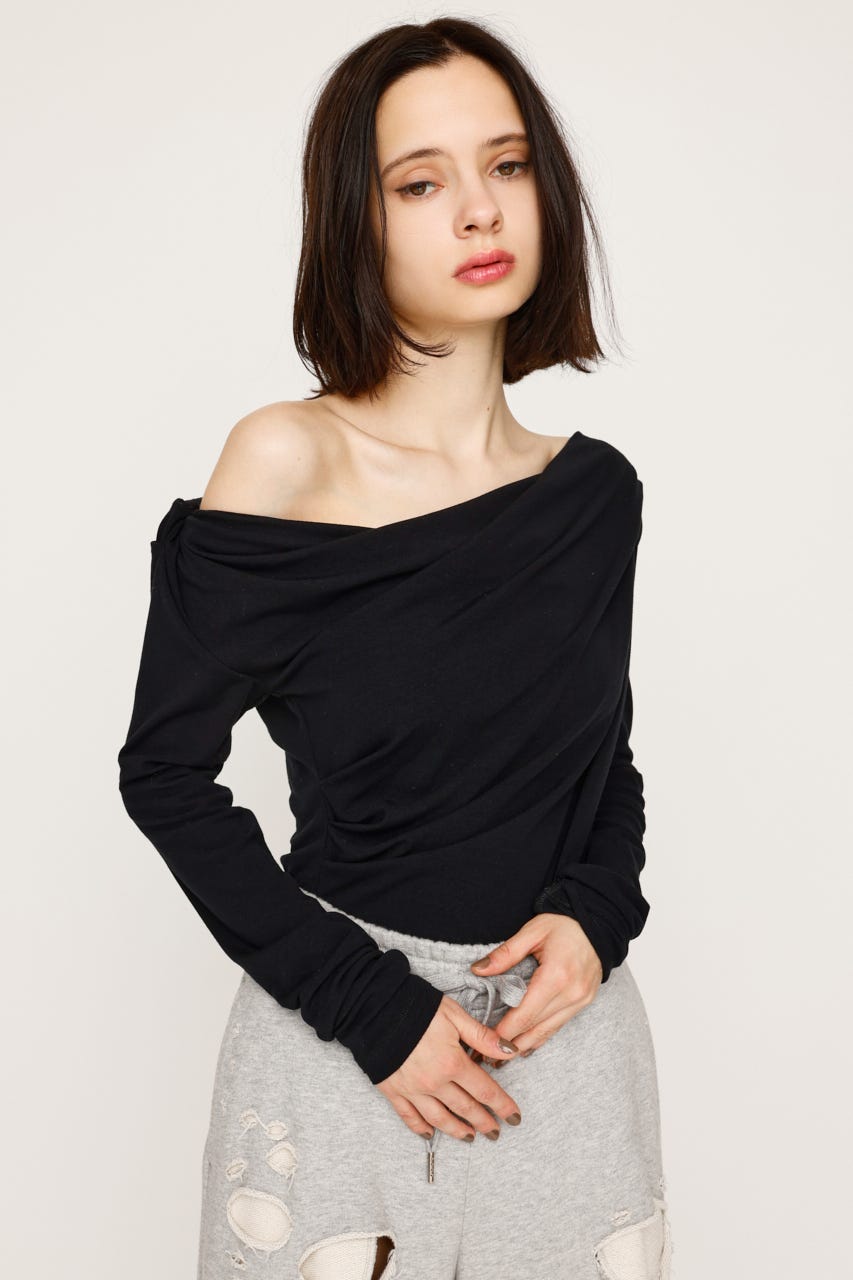 SCULPTOR Off-Shoulder Tee オフショルダー長袖Tシャツ SLY | 【完売カラーの再販予約スタート！】OFF SHOULDER CUT