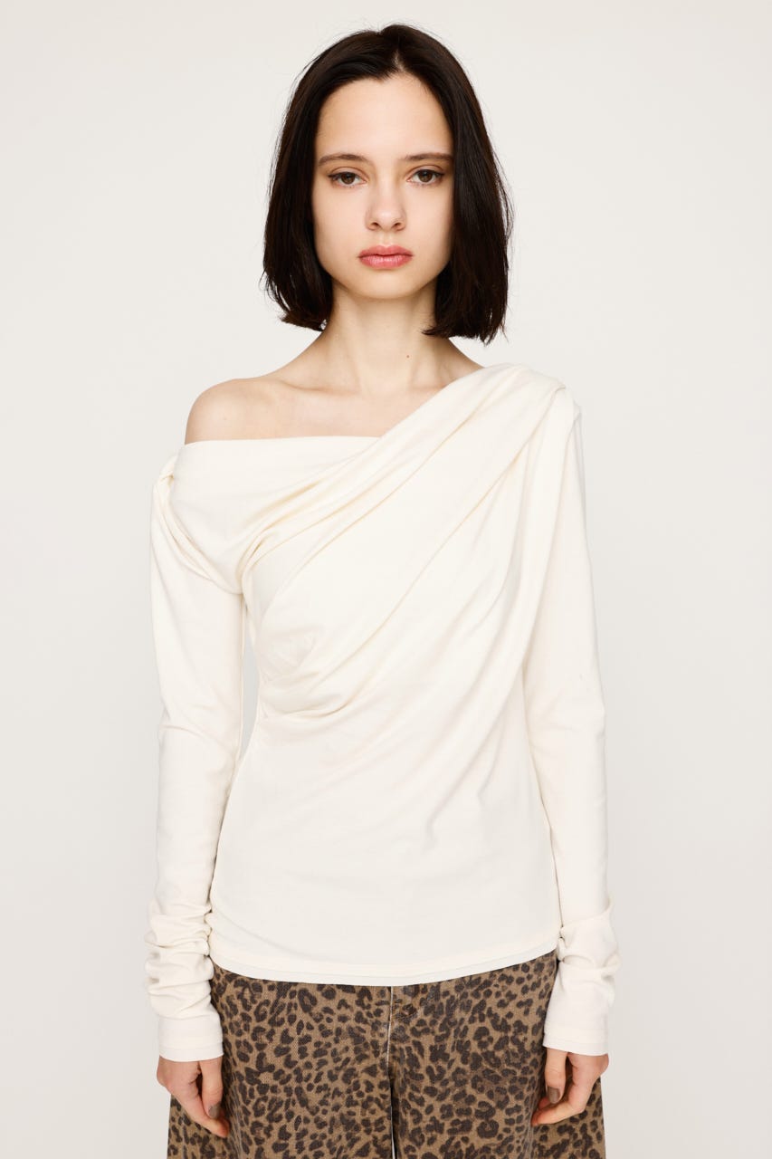 【希少柄】プリーツプリーズ　カットソー　カジノ柄　ルーレット　長袖　サイズ3 SLY | OFF SHOULDER CUT トップス (Tシャツ・カットソー(長袖