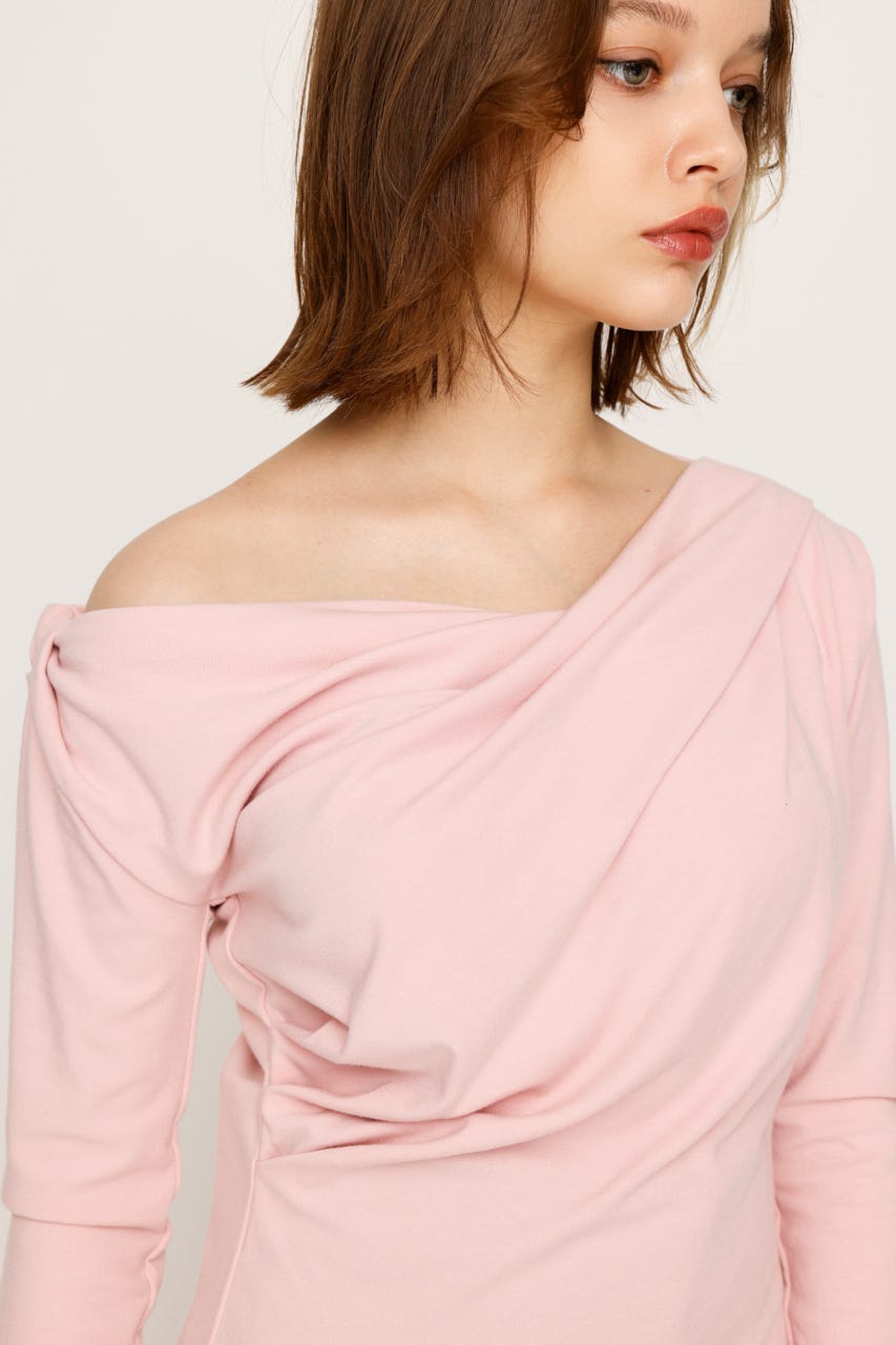 SUKARAライトブルー 長袖ラップデザイントップス SLY | OFF SHOULDER CUT トップス (Tシャツ・カットソー(長袖