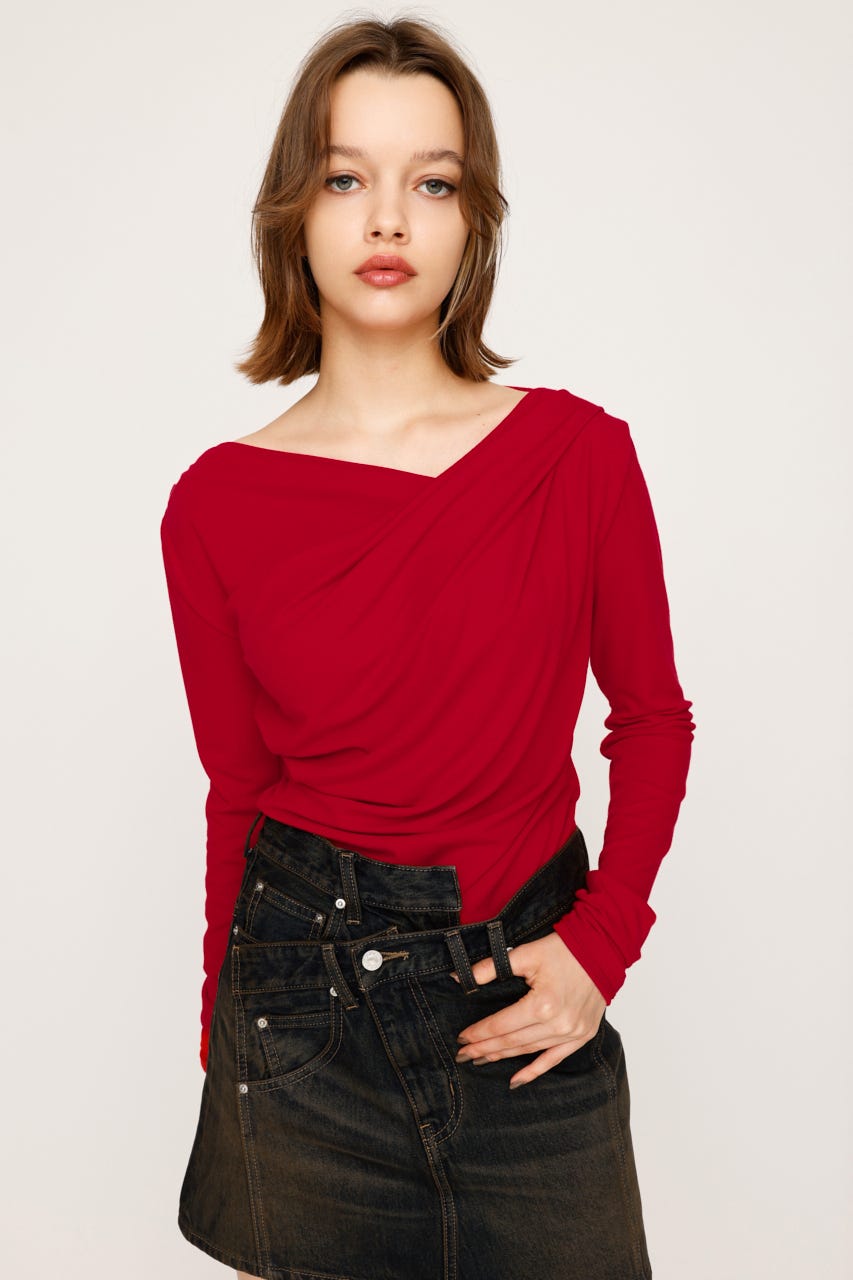 定価¥24,800- ♡グランターブル♡ 長袖シャツトップス　カットソー　日本製 SLY | OFF SHOULDER CUT トップス (Tシャツ・カットソー(長袖
