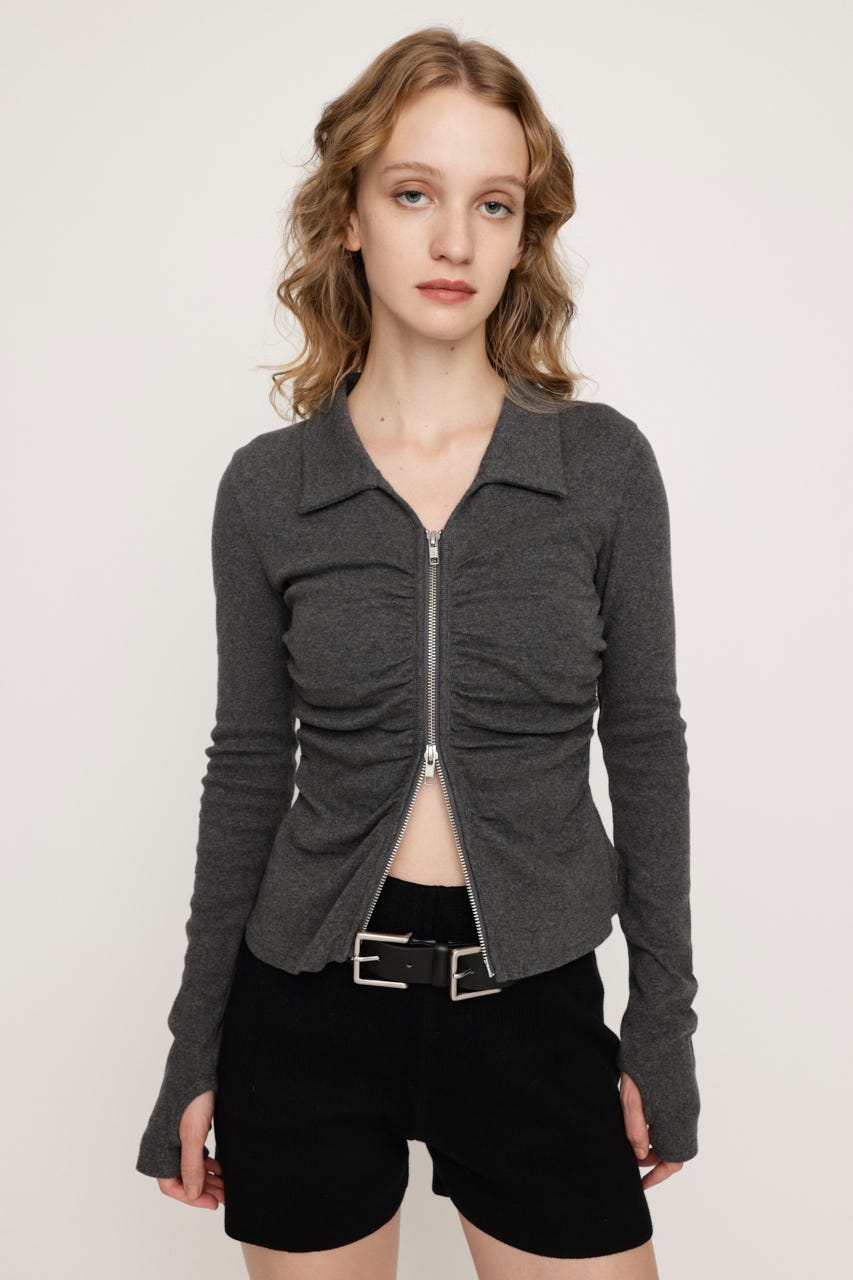 SLY | FRONT GATHER ZIP トップス (Tシャツ・カットソー(長袖