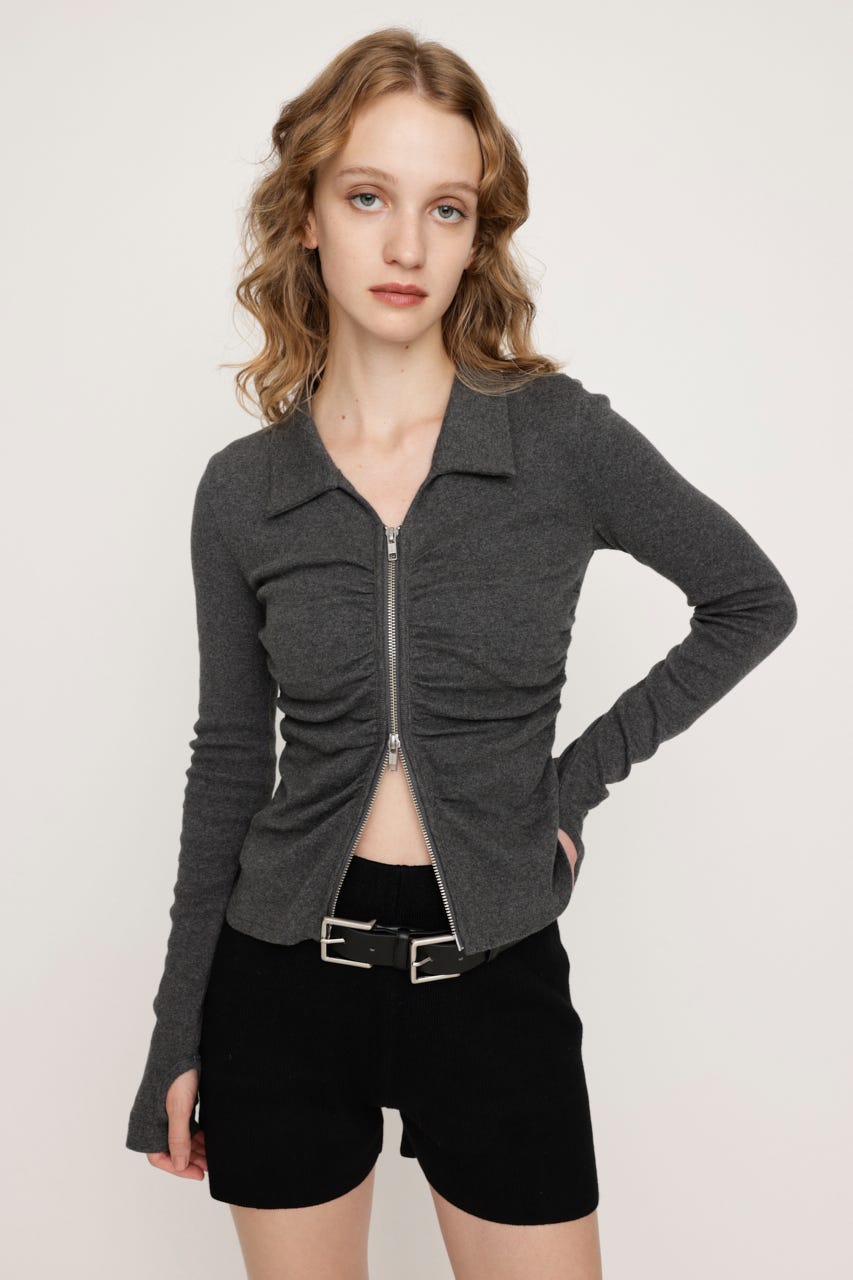 しゃーりー SLY | FRONT GATHER ZIP トップス (Tシャツ・カットソー(長袖