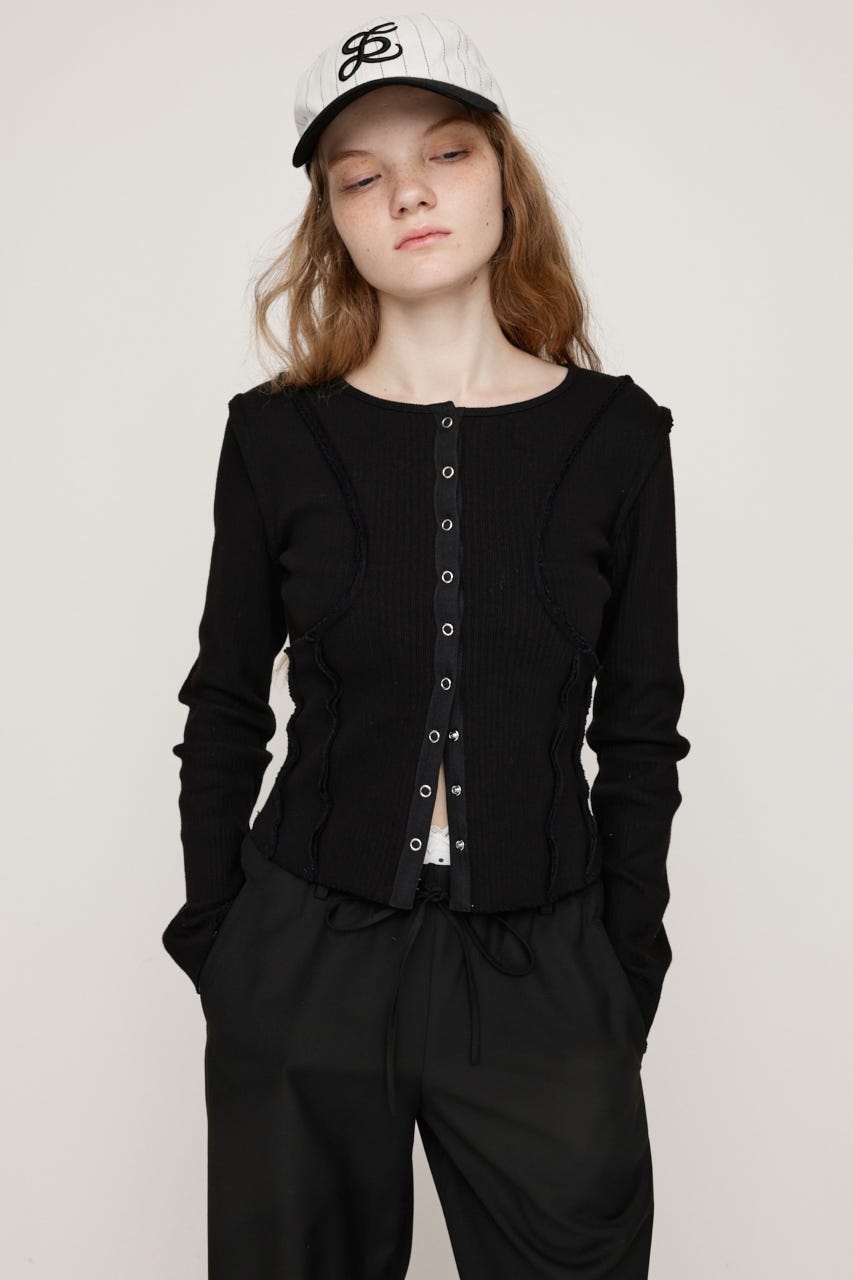 SLY | FRONT BUTTON CUT RIB トップス (Tシャツ・カットソー