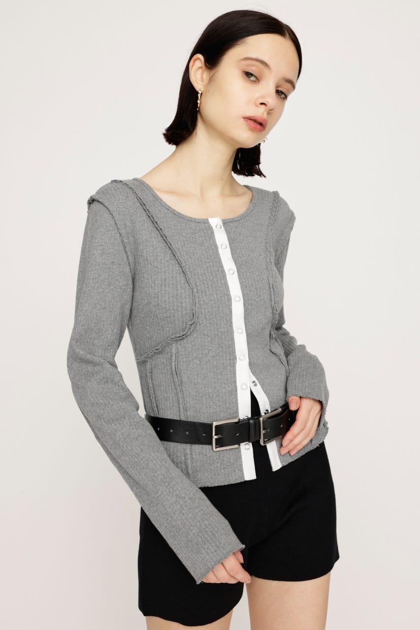 SLY | FRONT BUTTON CUT RIB トップス (Tシャツ・カットソー