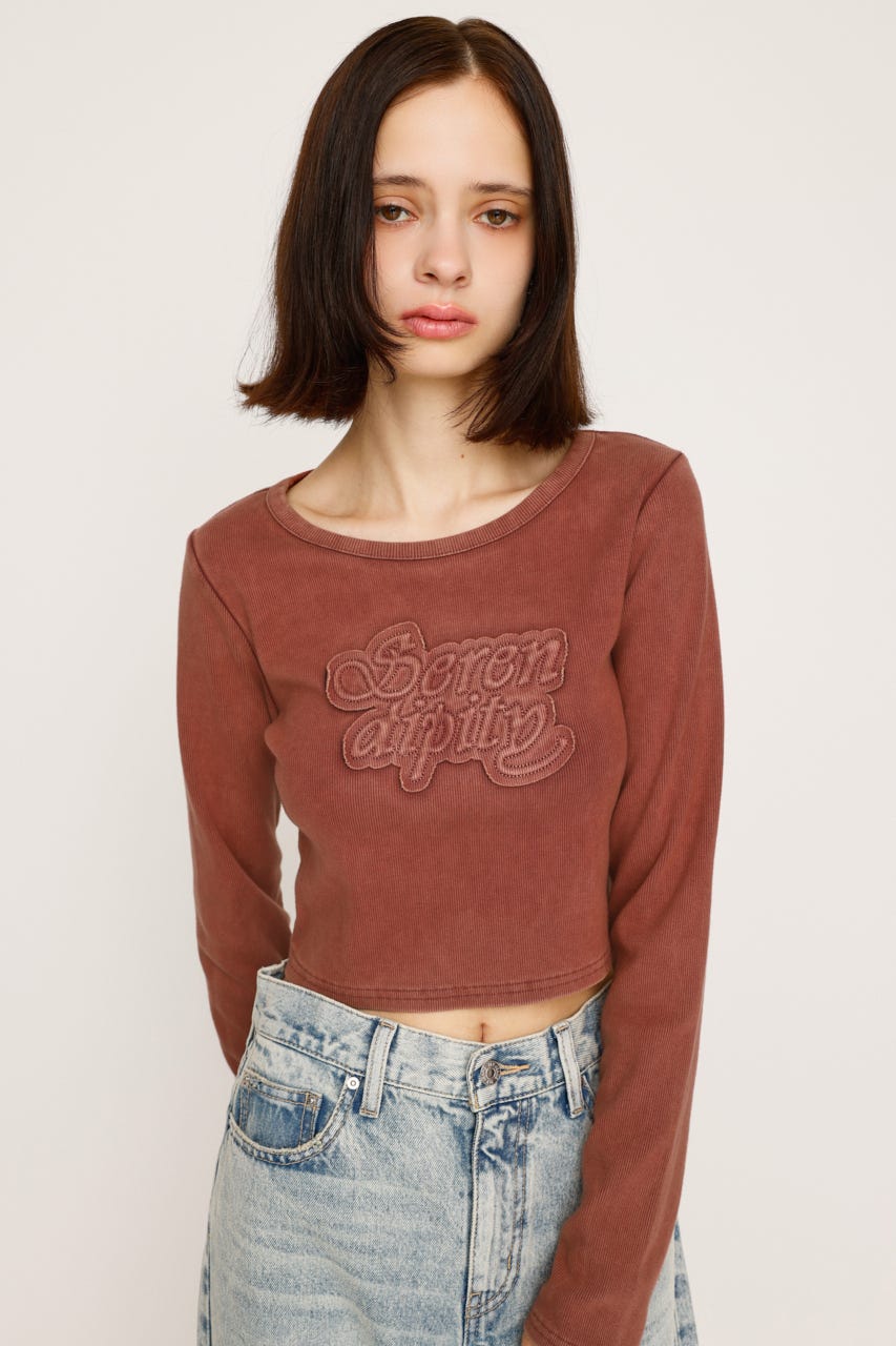 Tシャツ・カットソー [DRYROSE] PATCH FRILL SLEEVELESS SLY | FRONT PATCH RIB トップス (Tシャツ・カットソー(長袖