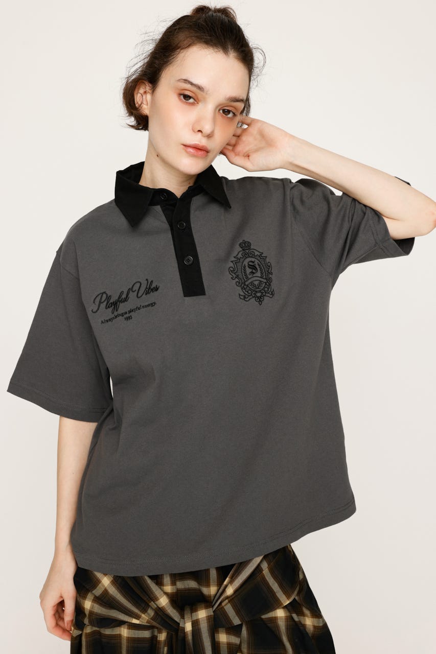 SLY 刺繍JZ SLY | OVERSIZE EMBROIDERY RUGBY Tシャツ (Tシャツ・カットソー