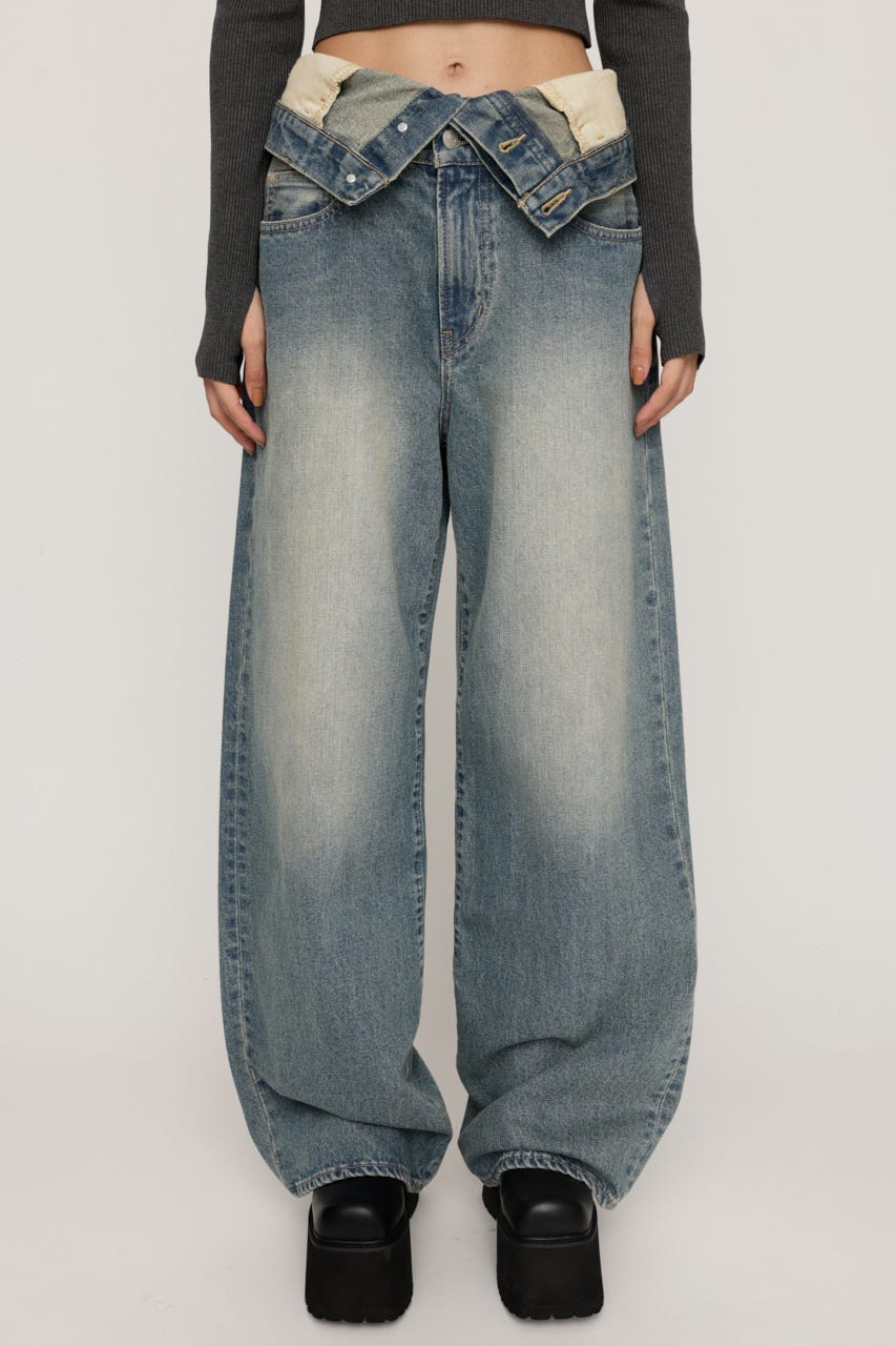 SLY J／W SWITCHING STRAIGHT パンツ D/BLU SLY | LAYERED STRAIGHT DENIM パンツ (ストレート ) |SHEL'TTER