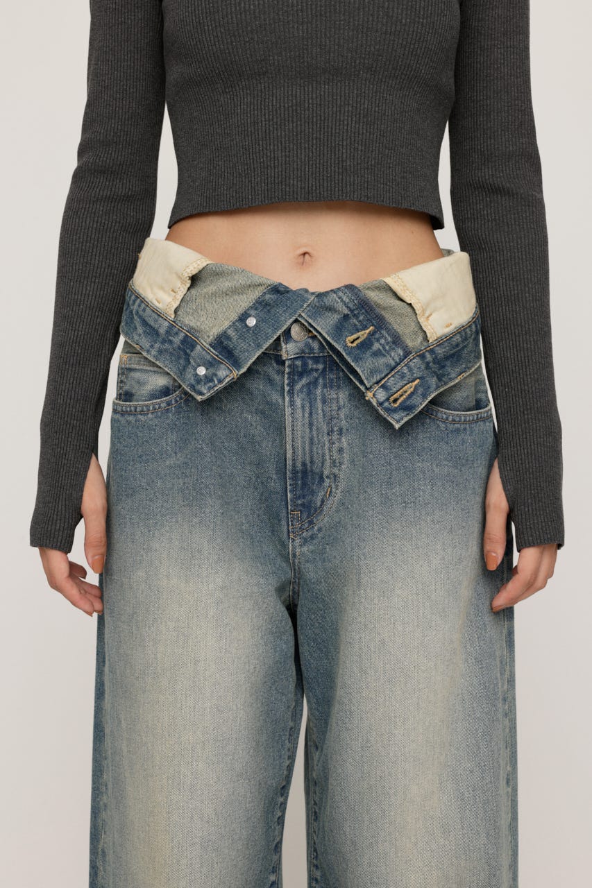 【1BUY5%OFF CAMPAIGN】LAYERED STRAIGHT DENIM パンツ L/BLU 1