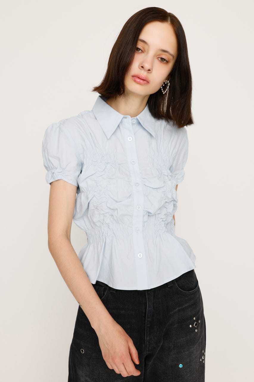 SLY | RANDOM SHIRRING S／SLEEVE トップス (シャツ・ブラウス