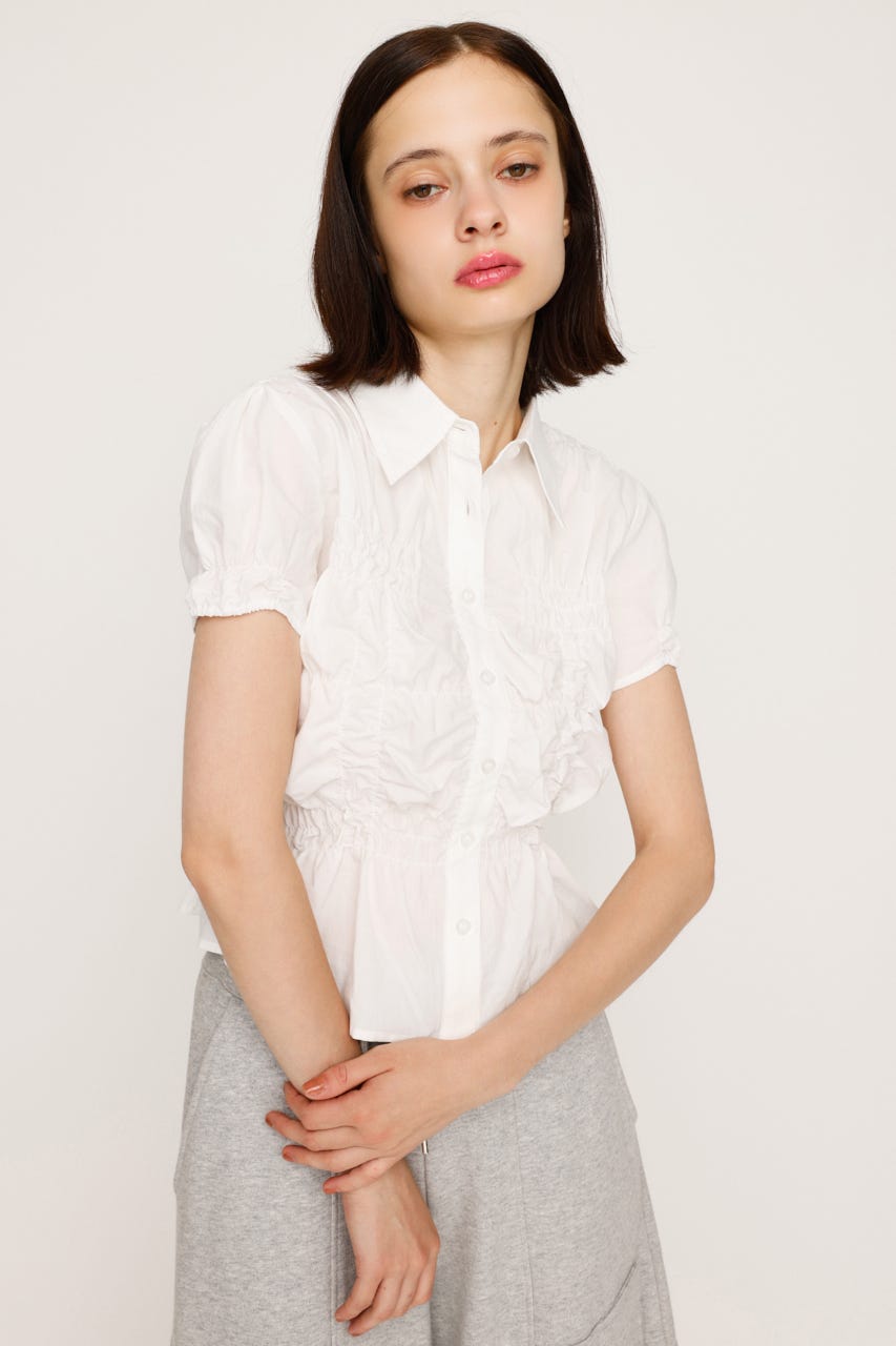 SLY RANDOM SHIRRING トップス SLY | RANDOM SHIRRING S／SLEEVE トップス (シャツ・ブラウス