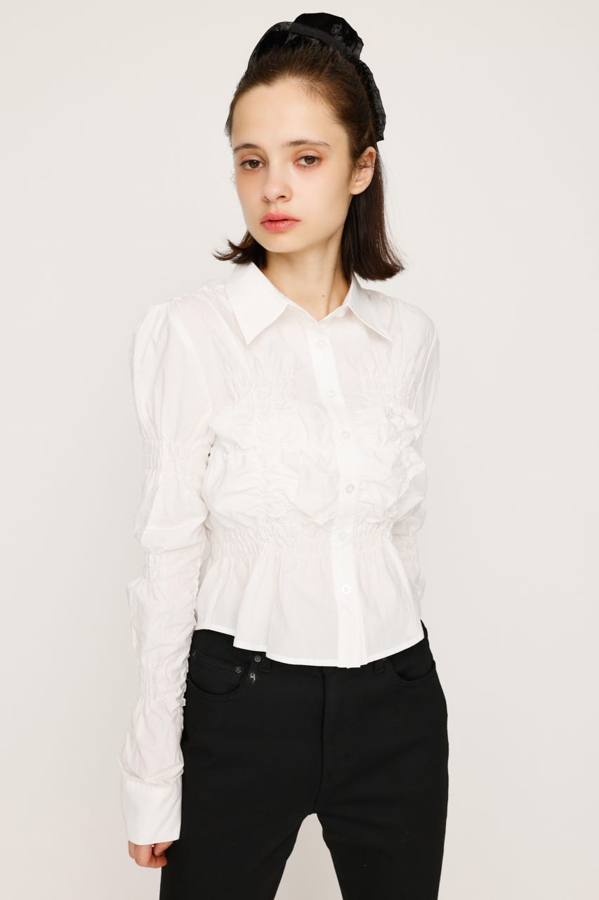 RANDOM SHIRRING トップス WHT FREE