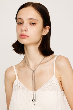 【1BUY5％OFF CAMPAIGN】BALL CHAIN HEART MOTIF ネックレス
