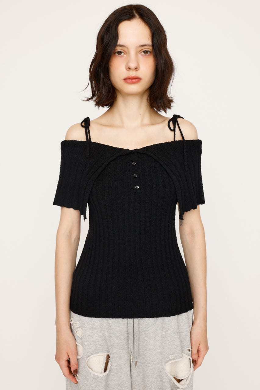 トップス dryrose LINK RIBBON TOP (GRAY) SLY | FRONT ZIP H／N RIB トップス (ニット ) |SHEL'TTER WEBSTORE