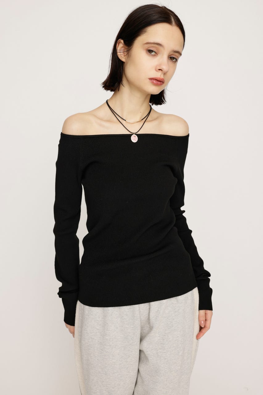 HG OFFSHOULDER トップス BLK FREE