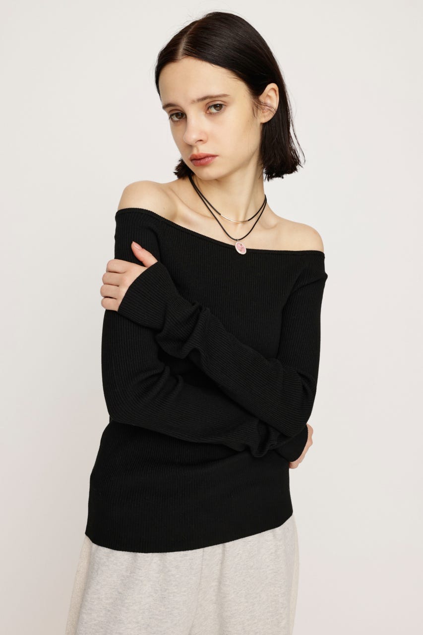 HG OFFSHOULDER トップス BLK FREE