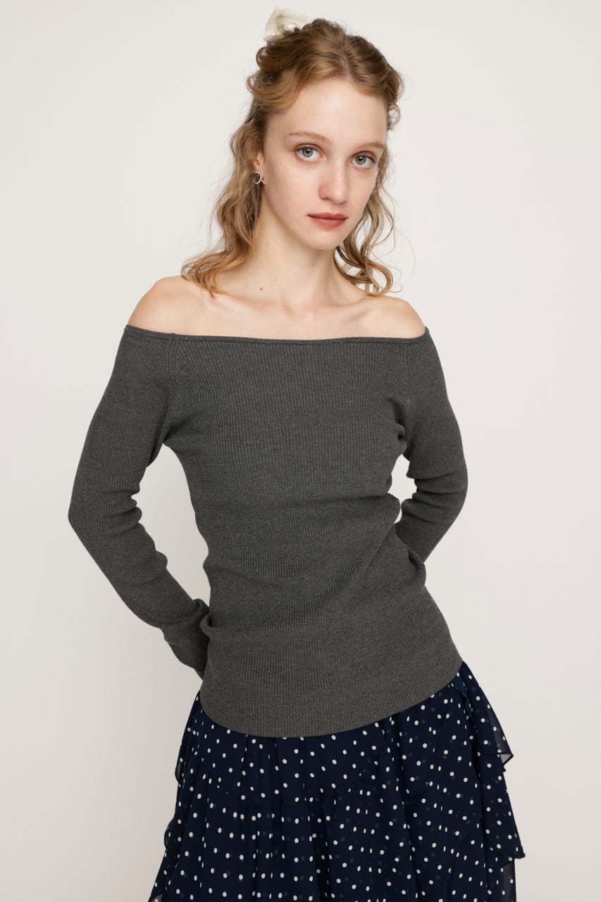 HG OFFSHOULDER トップス T.GRY FREE