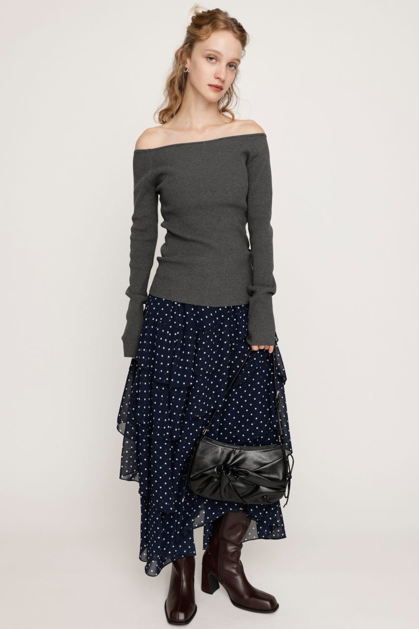 HG OFFSHOULDER トップス T.GRY FREE