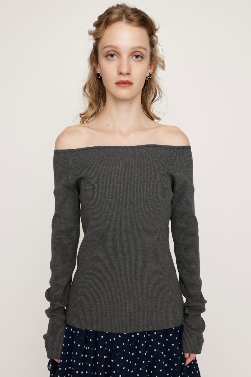 HG OFFSHOULDER トップス T.GRY FREE