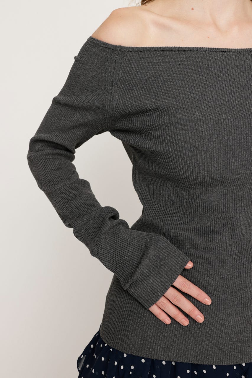 HG OFFSHOULDER トップス T.GRY FREE