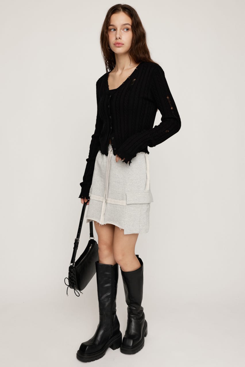 BODILEボディール　ジセラスカート　 stina unoaお好きな方 デニットジョーゼットサイドドレープスカート | Sybilla (Women