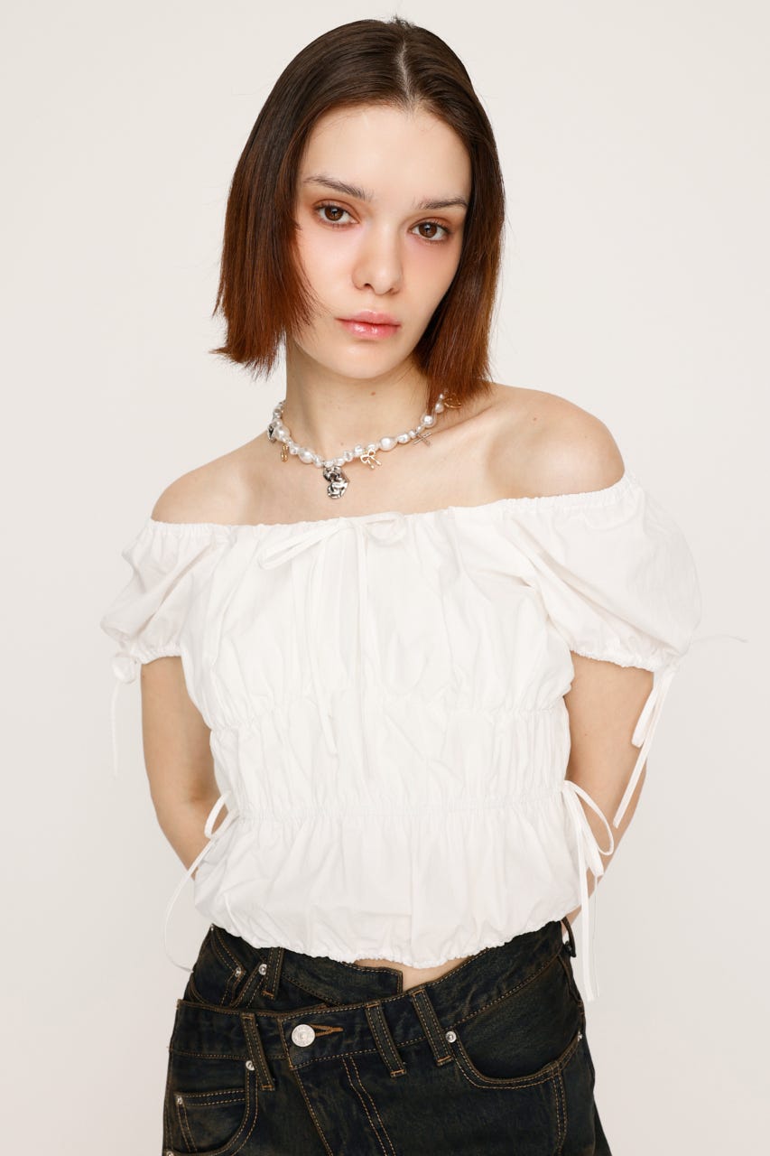SLY GATHER RIBBON ブラウス アイボリー SLY | FRONT RIBBON GATHER ブラウス (シャツ・ブラウス ) |SHEL