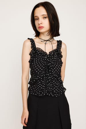 SLY 完売商品　リボン付きダークグレーリブ編みトップス FRONT HOOK BIG COLLAR TOPS フロント フック ビッグ カラー