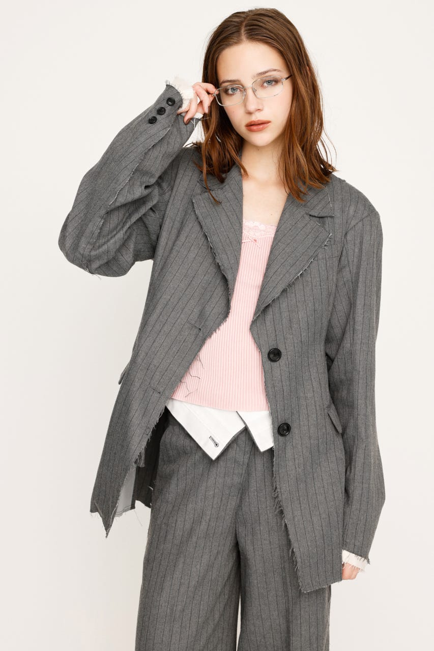 SLY スライ ウエスト ギャザー テイラー ジャケット グレー SLY（スライ）の「【セットアップ可】WAIST GATHER TAILOR JK