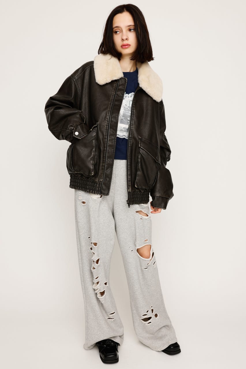 【完売品‼️】SLYヴィンテージブルゾン /FREE BLACK SLY | VINTAGE FAUX SHEARLING ジャケット (ブルゾン ) |SHEL
