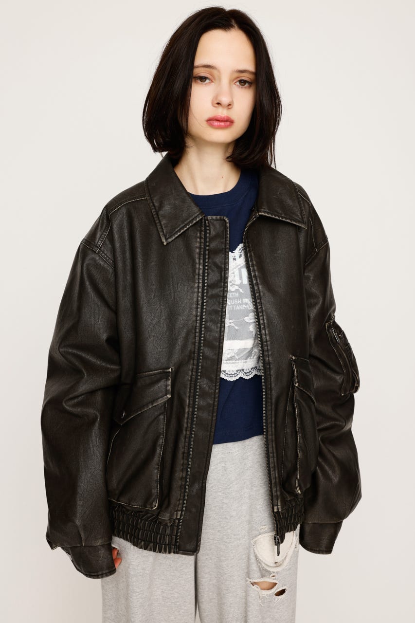 SLYVINTAGE F／LEATHER S／ブルゾン SLY VINTAGE F／LEATHER S／ブルゾン BRN -ファッション通販