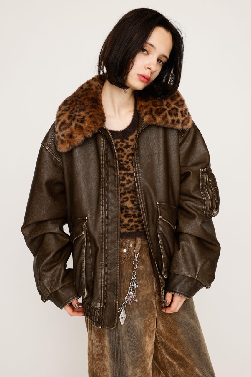 SLY ファーコート FREEサイズ ボンバー SLY（スライ）の「F/FUR FRONT HOOK COAT フェイクファー