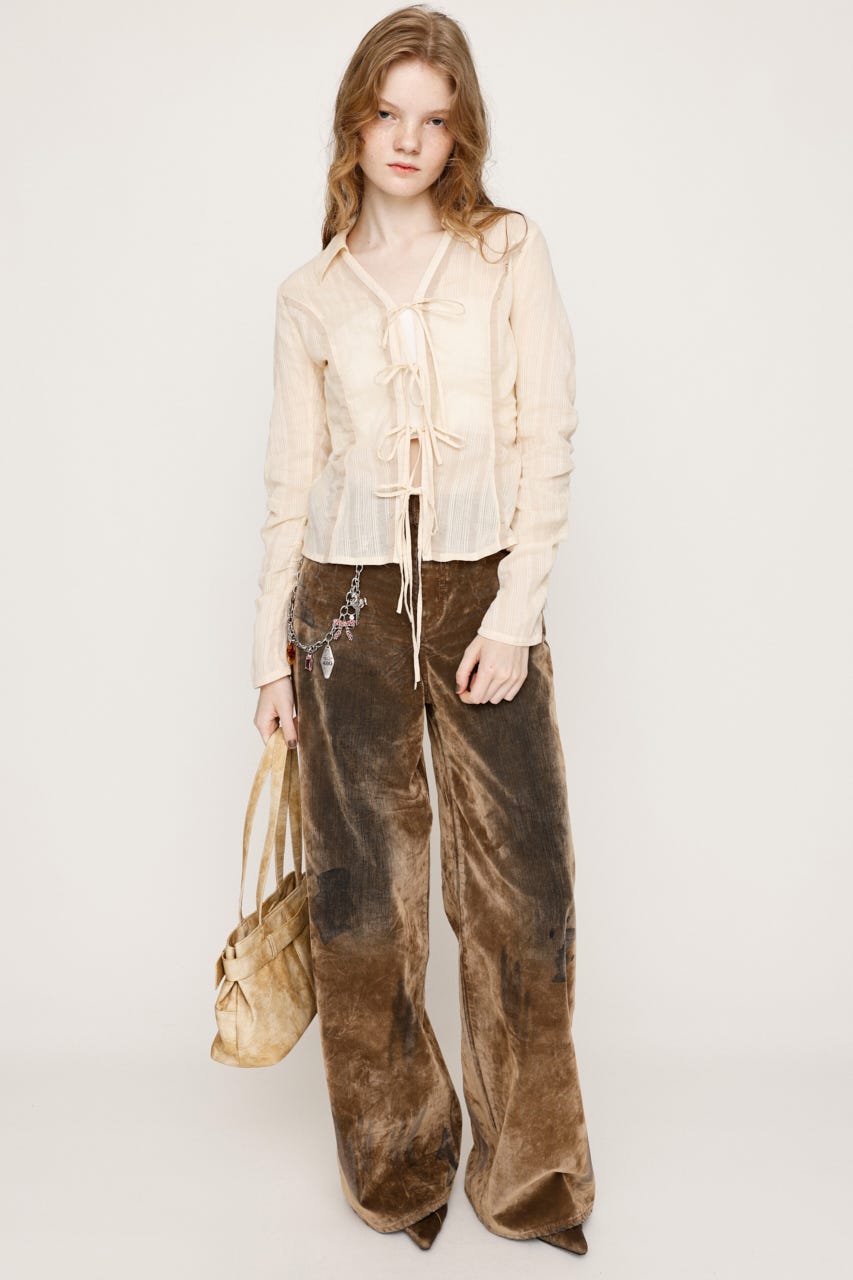 MOUSSY SHIRRING RIBBON シャツ moussy セットアップ対応】SHIRRING RIBBON シャツ（シャツ/ブラウス