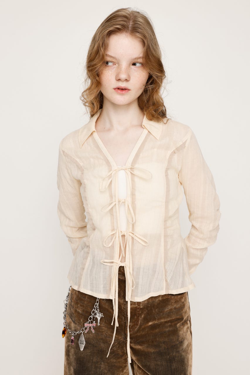 SLY | FRONT RIBBON SHIRRING シャツ (シャツ・ブラウス ) |SHEL