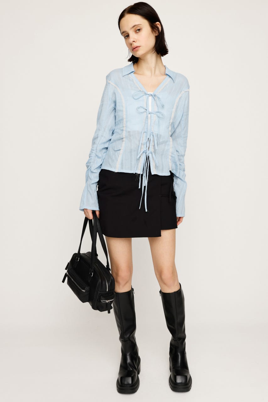 SLY | FRONT RIBBON SHIRRING シャツ (シャツ・ブラウス ) |SHEL