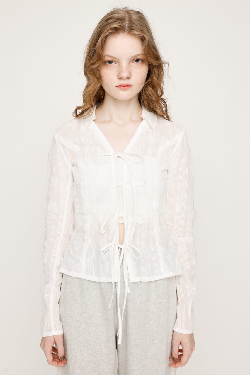 SLY | FRONT RIBBON SHIRRING シャツ (シャツ・ブラウス ) |SHEL