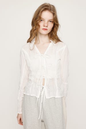 SLY | FRONT RIBBON SHIRRING シャツ (シャツ・ブラウス ) |SHEL