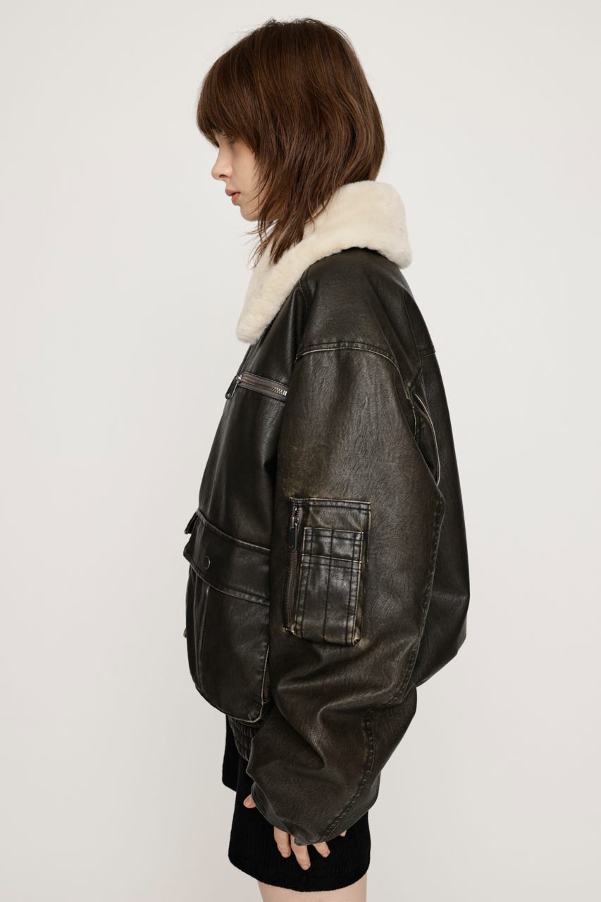 SLY VINTAGE F／LEATHER S／ブルゾン BLK 黒 アウター SLY | VINTAGE F／LEATHER S／ブルゾン (ブルゾン ) |SHEL'TTER