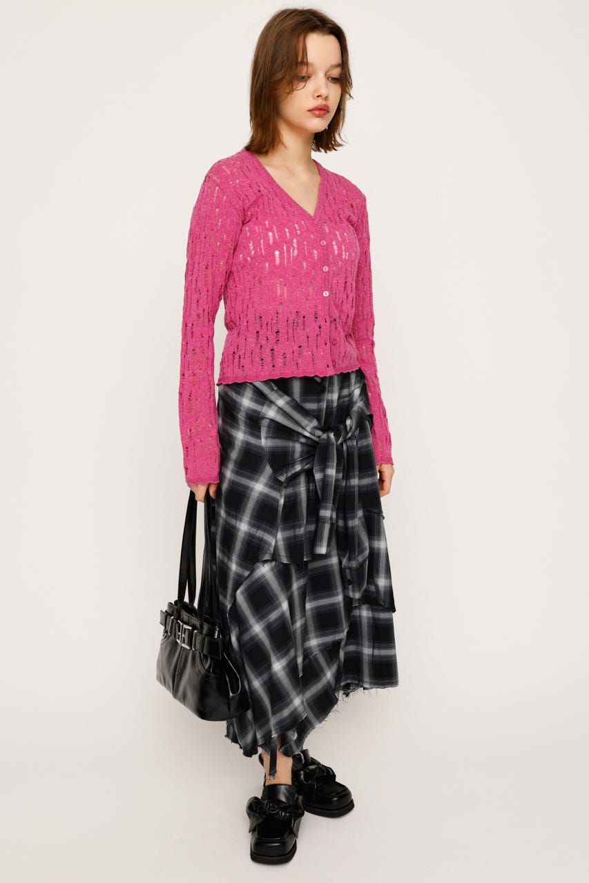 新品未使用タグ付☆SLY　REMAKE LIKE LACE CHECK スカート REMAKE LIKE LACE CHECK SK リメイクライク レース チェック