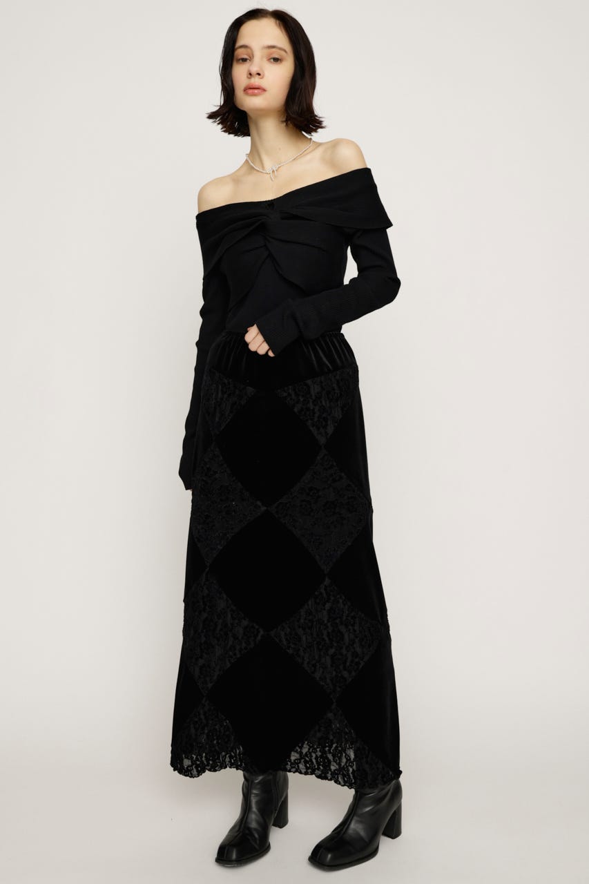 VELOUR ロングスカート BLK FREE